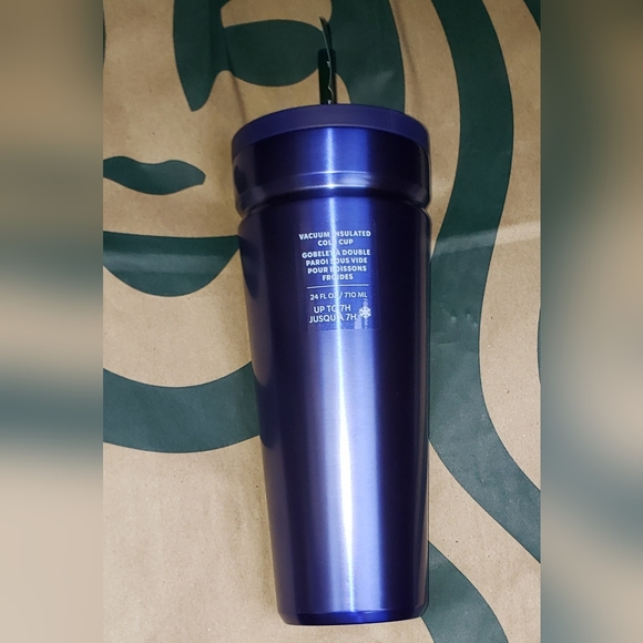 12. Starbucks 24oz shimering blue-purple Tumbler with straw - Picture 3 of 4